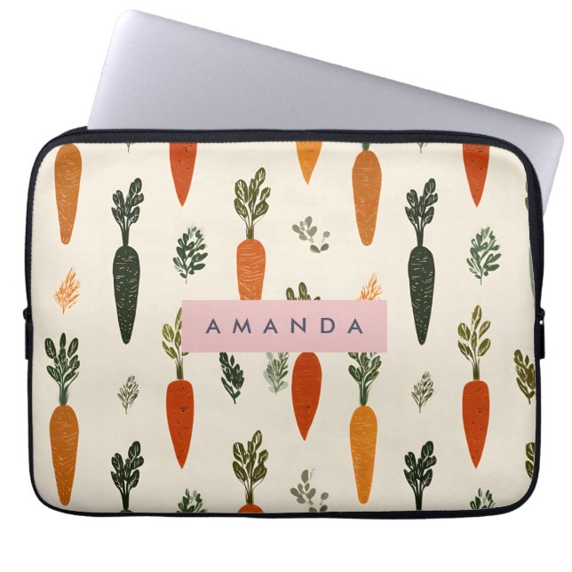 Funda Para Portátil Personalized Whimsical Carrot Patch Rustic (Frente)