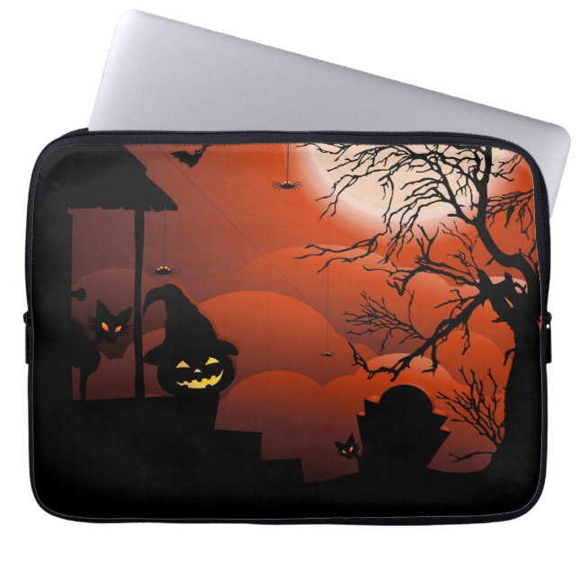 Funda Para Portátil Pesadilla de la luna sangrienta de Halloween (Frente)