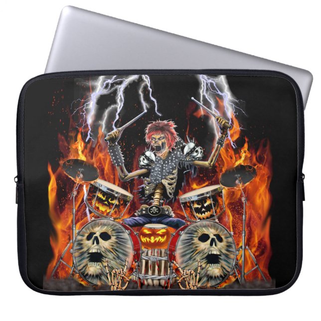FUNDA PARA PORTÁTIL PESADO METALIZADO ZOMBIE DRUMMER (Frente)