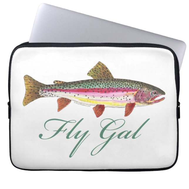 Funda Para Portátil Pesca con Mosca de Trucha (Frente)