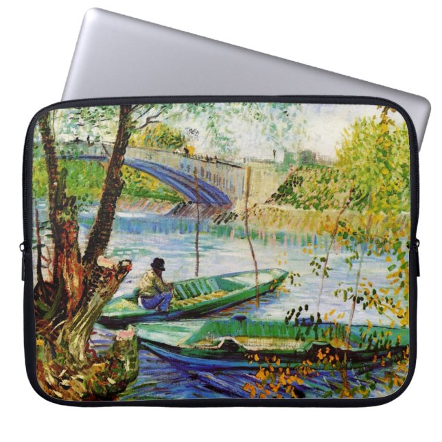 Funda Para Portátil Pesca en primavera, Vincent van Gogh. (Frente)