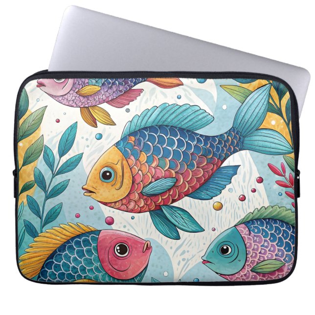 Funda Para Portátil Pescado arco iris bajo el agua (Frente)
