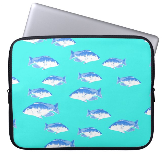 Funda Para Portátil Pescado azul en turquesa (Frente)