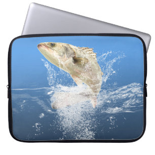Funda Para Portátil Pescado grande salpicando agua azul