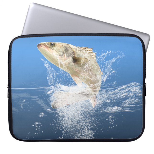 Funda Para Portátil Pescado grande salpicando agua azul (Frente)