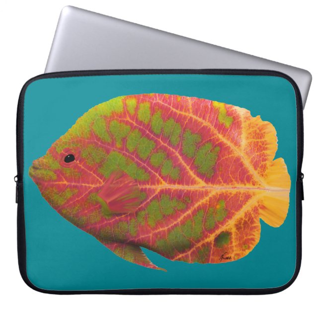 Funda Para Portátil Pescado tropical de hoja de ave 1 (Frente)