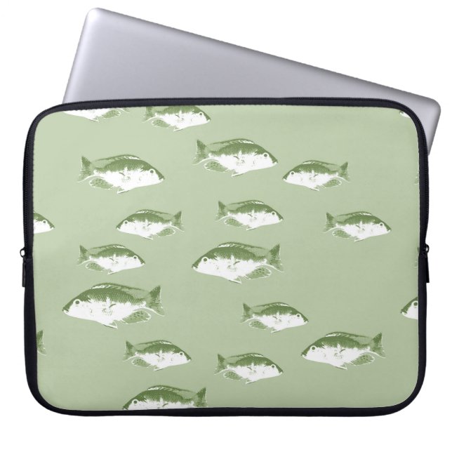 Funda Para Portátil Pescado verde oliva (Frente)