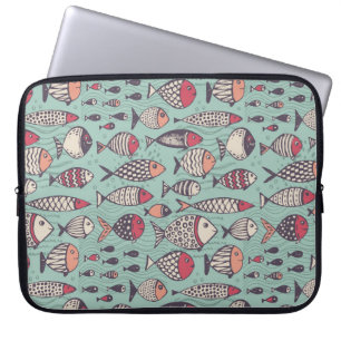 Funda Para Portátil Pescados divertidos: patrón sin costuras dibujado