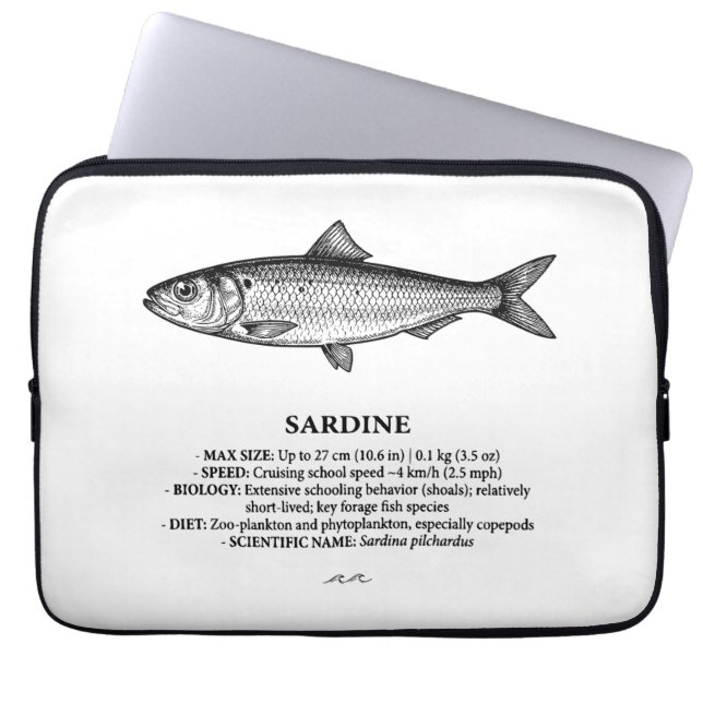Funda Para Portátil Pez Escolar Sardina Vintage  (Frente)
