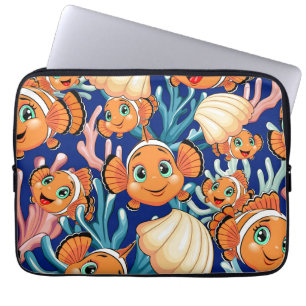 Funda Para Portátil Pez payaso Dibujo animado lindo Familia Submarino