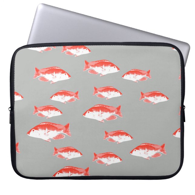 Funda Para Portátil Pez rojo y gris (Frente)