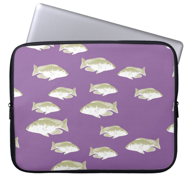 Funda Para Portátil Pez sobre púrpura (Frente)