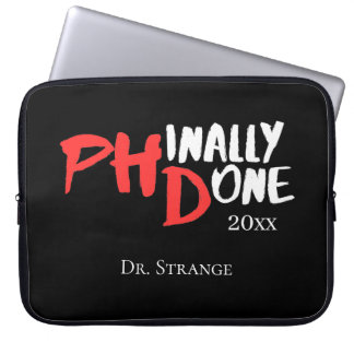 Funda Para Portátil Phinally done - Black PHD Graduation Quote Design