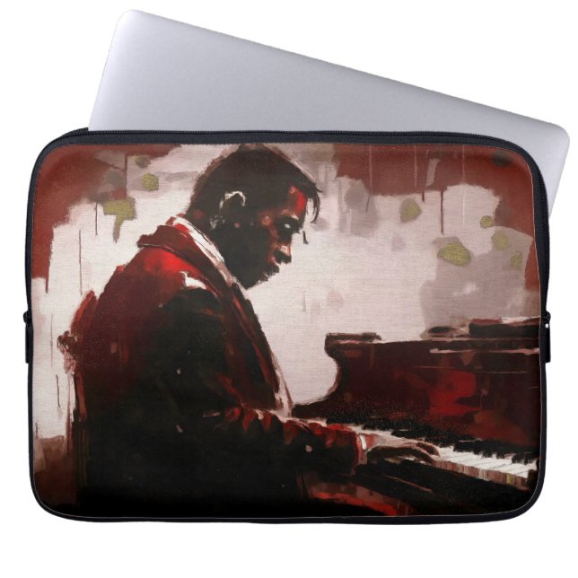 Funda Para Portátil Pianista de bar nocturno (Frente)