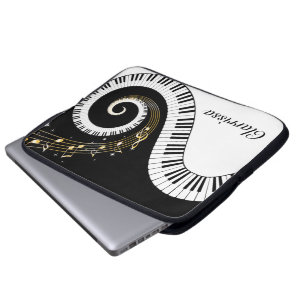 Funda Para Portátil Piano Keys y Gold Music Notes