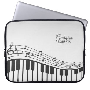 Funda Para Portátil Piano y notas musicales con nombre personalizado