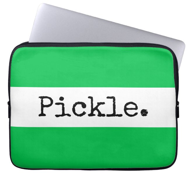 Funda Para Portátil PICKLE Divertido Textos Bandas Blancas Verdes Ampl (Frente)