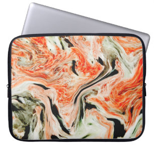 Funda Para Portátil Piedra De Mármol Negro Y Gris naranja