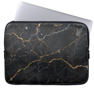Funda Para Portátil Piedra negra con venas de oro y plata