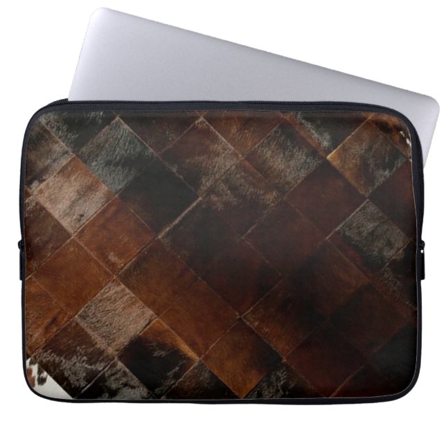 Funda Para Portátil Piel de vaca de Rústico Brown Patchwork (Frente)