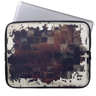 Funda Para Portátil Piel de vaca marrón y blanca estilo country wester