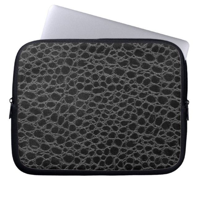 Funda Para Portátil Piel negra del cocodrilo (Frente)