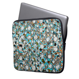 Funda Para Portátil Pieza azulada perforada sobre textura blanca