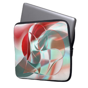 Funda Para Portátil Piezas circulares torcidas de coral rojo suave a g