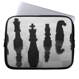Funda Para Portátil Piezas de ajedrez en tablero de ajedrez en blanco