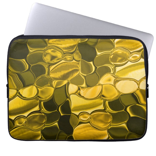 Funda Para Portátil Piezas doradas, circulares y redondeadas. (Frente)