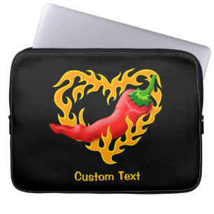 Funda Para Portátil Pimienta chile con corazón de llama