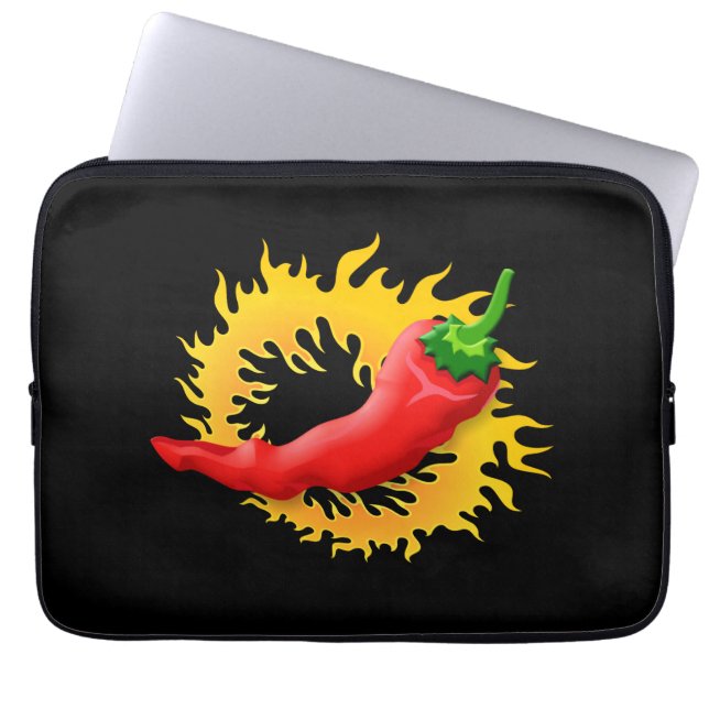 Funda Para Portátil Pimienta con llama (Frente)