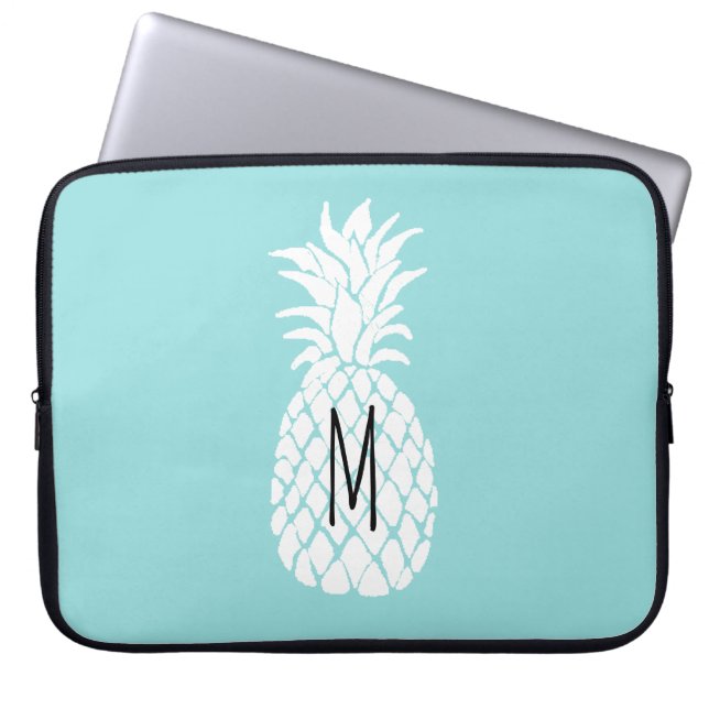 Funda Para Portátil piña blanca monogramo (Frente)