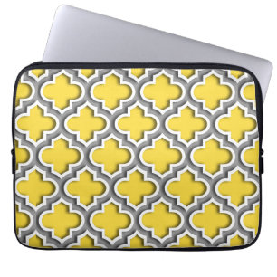 Funda Para Portátil Piña Dk Gray White Quatrefoil Marroquí #5DS