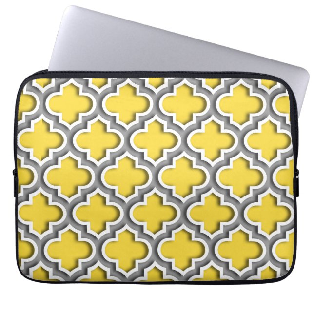 Funda Para Portátil Piña Dk Gray White Quatrefoil Marroquí #5DS (Frente)