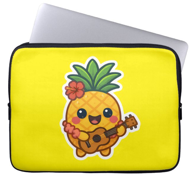 Funda Para Portátil Piña Kawaii sonriente - Tropical (Frente)
