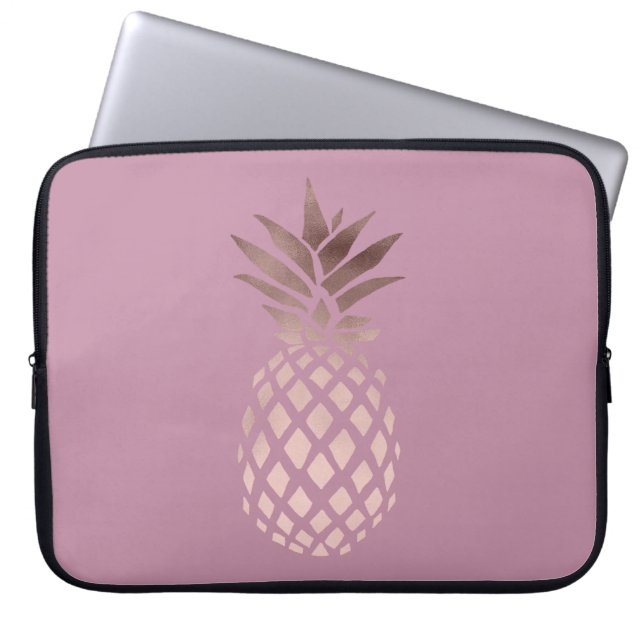 Funda Para Portátil piña tropical subió claro elegante del oro del (Frente)