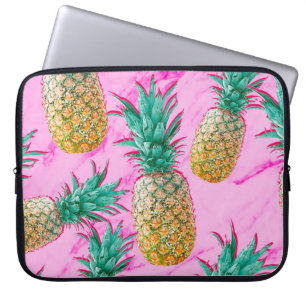 Funda Para Portátil Piñas Tropicales & Mármol Rosa Moderno Colorido
