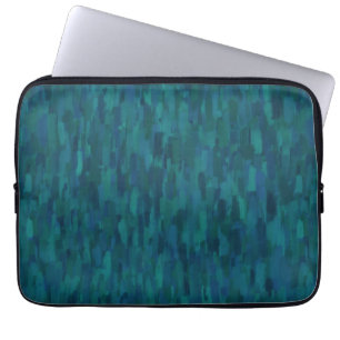 Funda Para Portátil Pinceladas Impresionistas, Azul Marino, Verde Acuá