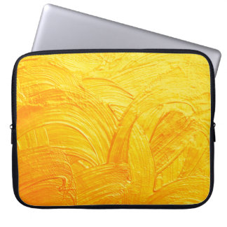 Funda Para Portátil Pinceles y curvas de fondo abstracto de oro