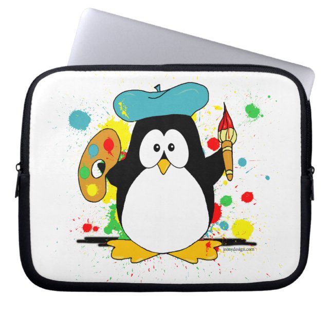 Funda Para Portátil Pingüino artístico (Frente)