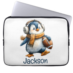 Funda Para Portátil Pingüino de fútbol infantil personalizado de invie