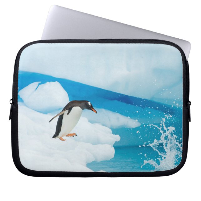 Funda Para Portátil Pingüino gentoo, Papúa Pygoscelis, saltando (Frente)