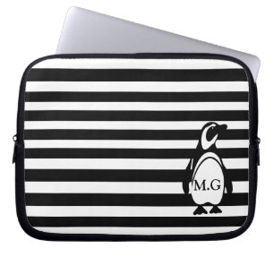 Funda Para Portátil Pingüino y rayas