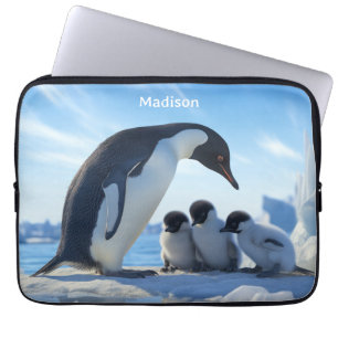 Funda Para Portátil Pingüinos de corte de nombre personalizado