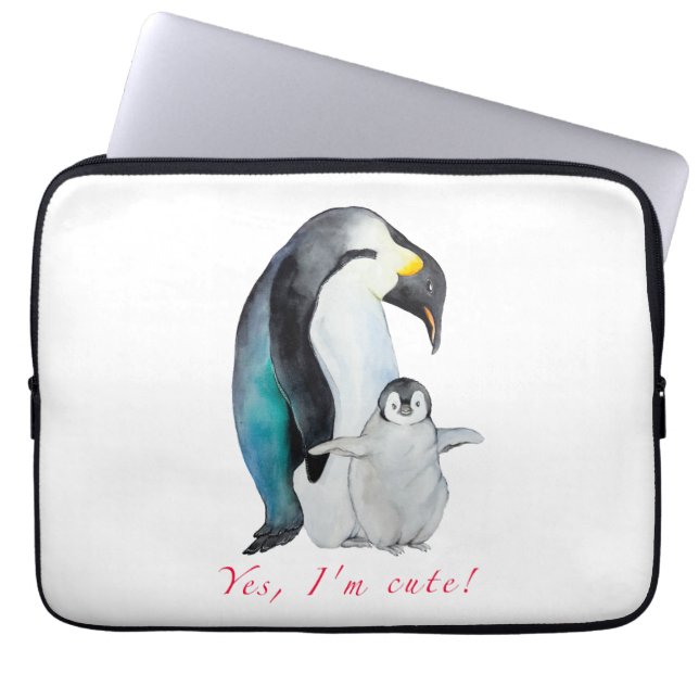 Funda Para Portátil Pingüinos emperadores de acuarela cutánea (Frente)