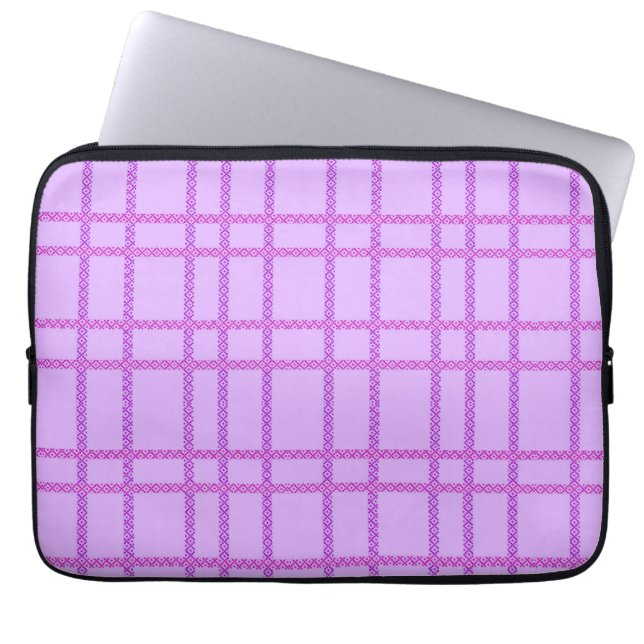 Funda Para Portátil Pink and purple flower checkered pattern (Frente)