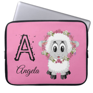 Funda Para Portátil Pink floral de oveja de manga para portátiles