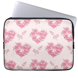 Funda Para Portátil Pink Floral Hearts Pattern Electronics Bag