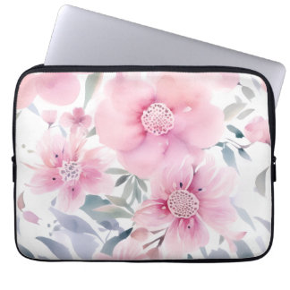 Funda Para Portátil Pink Floral Watercolor 